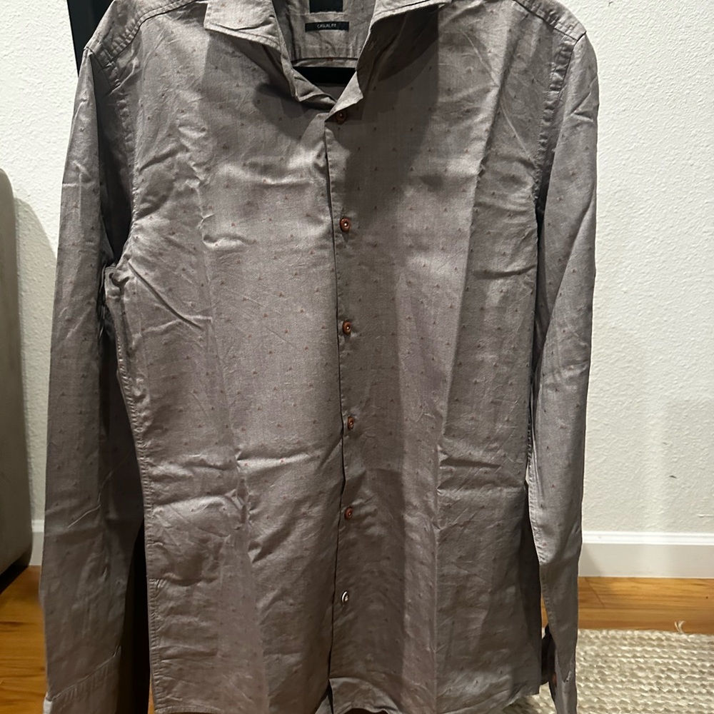 Boss Gray and Orange Casual Fit Shirt